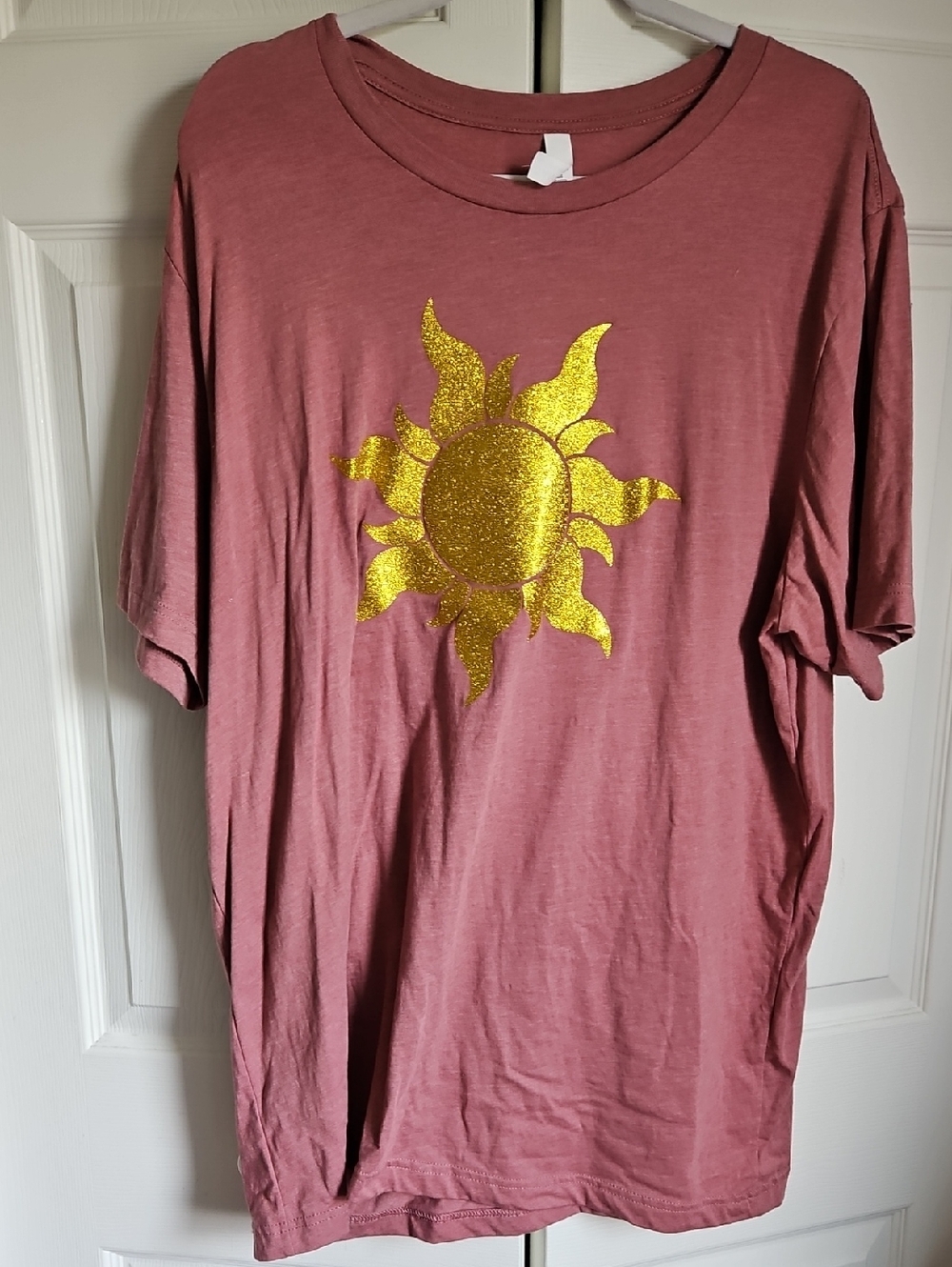 Bella Canvas Dusty Rose Crewneck Tee With Rupunzel Golden Sun